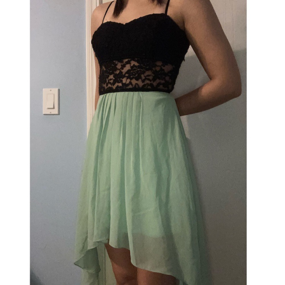 Mint High-Low Lace Dress